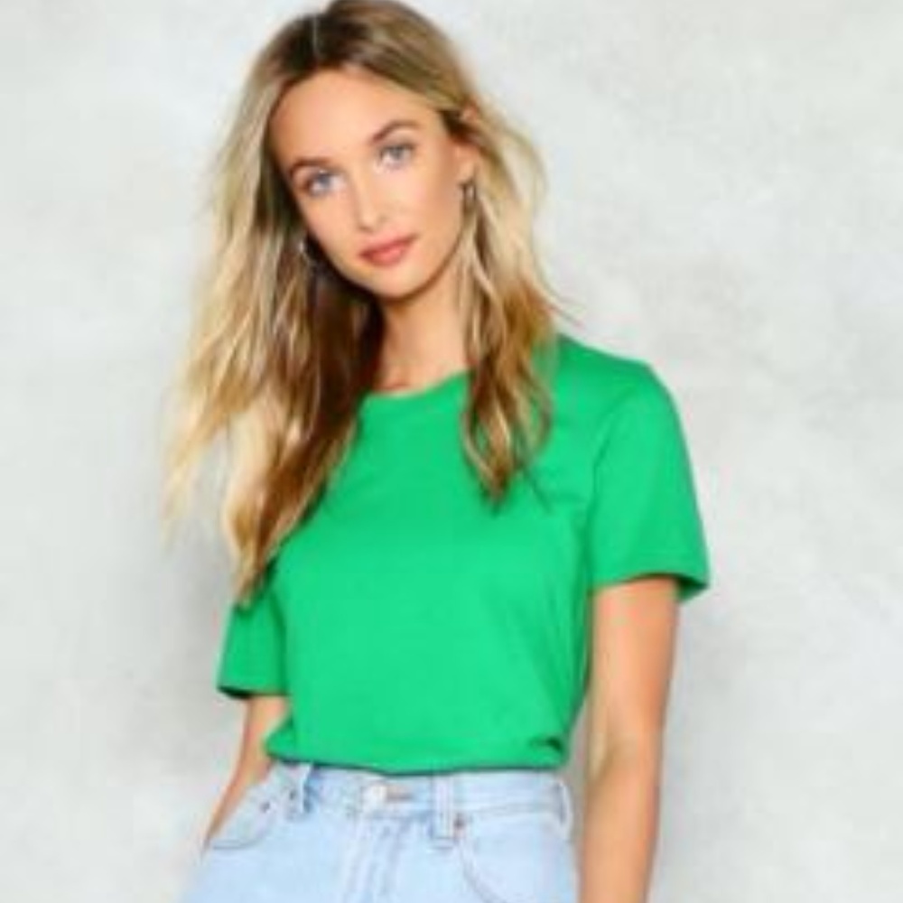 Nasty Gal Basic Green Short Sleeve Tee